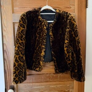 Vintage Faux Leopard Cropped Jacket Size M